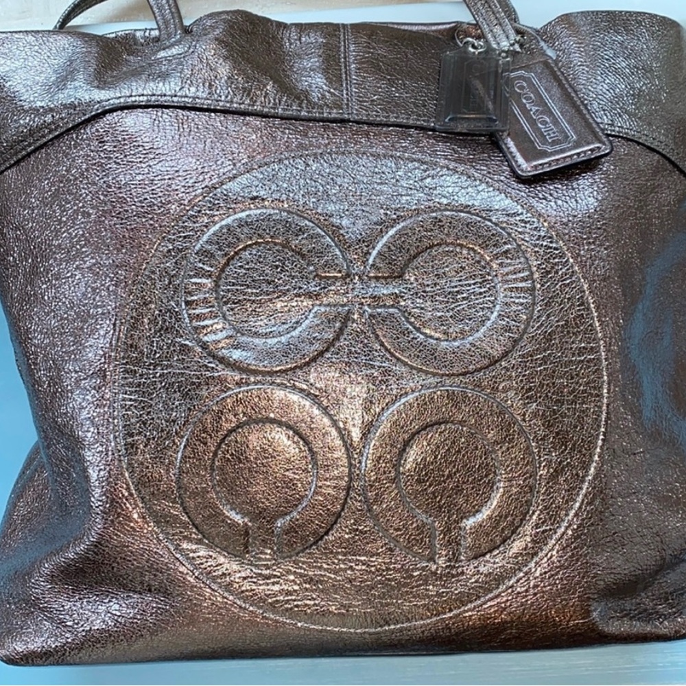Coach Metallic Leather Embossed Tote - Picture 10 of 15